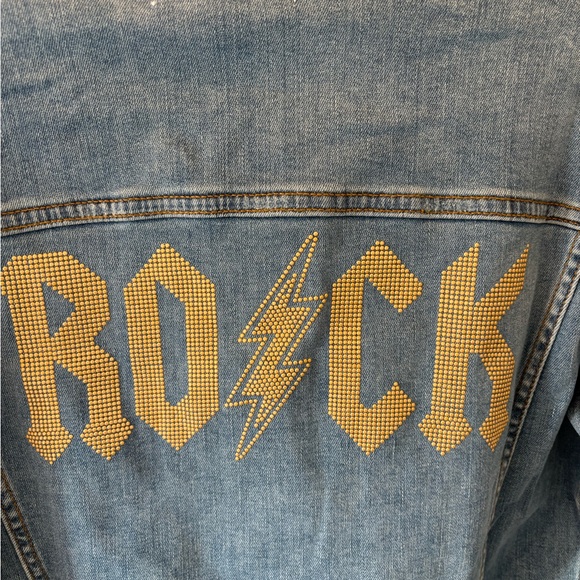 NWT Zadig & Voltaire Blue Jean Jacket with Gold 'Rock' Design - S - Picture 2 of 14
